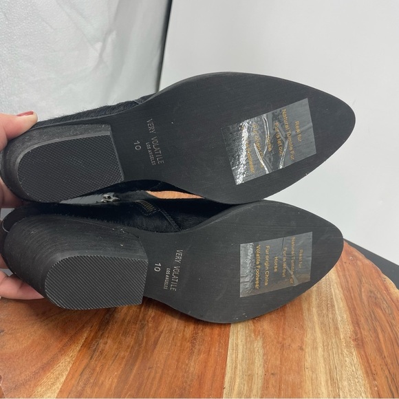 Very Volatile black calf fur ankle boots Sz 10 - Picture 8 of 10